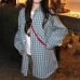 Vintage Plaid Shirt Women's  Thin Loose Collar Sunscreen Long Sleeve Blouse Outerwear Trendy