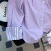 Purple Spliced Striped Polo Collar Shirt Women's Casual Loose Long Sleeve Blouse Design Sense