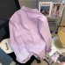 Purple Spliced Striped Polo Collar Shirt Women's Casual Loose Long Sleeve Blouse Design Sense