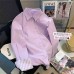 Purple Spliced Striped Polo Collar Shirt Women's Casual Loose Long Sleeve Blouse Design Sense
