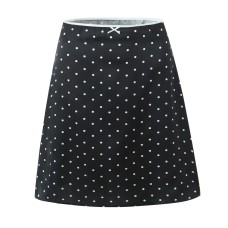Deep V-neck polka dot halter vest+high waisted A-line skirt