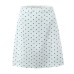 Deep V-neck polka dot halter vest+high waisted A-line skirt