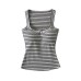 Square collar contrasting striped tank top