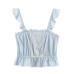 Embroidered blue layered decorative camisole top