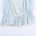 Embroidered blue layered decorative camisole top