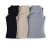 Half high neck chest hollow out sleeveless top