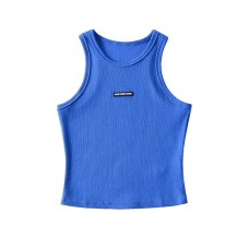 Solid color top with round neck