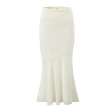 Lace ruffle edge camisole vest+high waisted embroidered spliced fish tail long skirt two-piece set