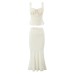 Lace ruffle edge camisole vest+high waisted embroidered spliced fish tail long skirt two-piece set