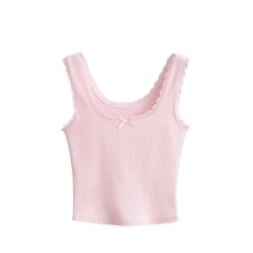 Lace edge splicing base camisole vest for women