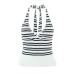 Contrast striped neck off shoulder short top