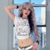 Slimming and slimming small dog pattern simple and cute sketch style top
