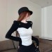 Two-Piece Design Slim Fit Versatile Color Block Long Sleeve T-Shirt Women's Round Neck Top Trendy