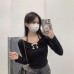 Design Sense Pure Desire Style Long Sleeve T-Shirt for Women, Shoulder-Baring Halter Slim Top