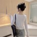 Lace Splicing Long Sleeve T-Shirt for Women Sweet and Sexy Slim Fit Top