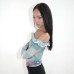 Printed one collar long sleeved shirt with ruffle edges