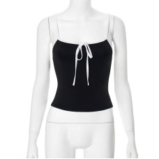 Sexy lace up bow sleeveless top with suspender and short top for women Sexy lace up bow sleeveless top with suspender and short top for women