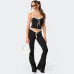 Sexy lace up bow sleeveless top with suspender and short top for women