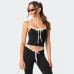 Sexy lace up bow sleeveless top with suspender and short top for women
