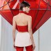 Hollow out collar backless asymmetrical top for women's clothing