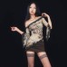 Lace lace design with one shoulder and buckle top for women's clothing