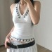 V-neck hanging neck flower versatile base and inner top