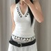 V-neck hanging neck flower versatile base and inner top