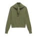 Stand up round neck solid color loose fitting head with versatile design sense