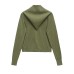 Stand up round neck solid color loose fitting head with versatile design sense