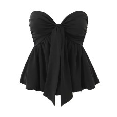 Knot tied straps wrapped around chest straps for women