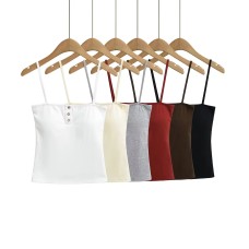 Short tank top with chest cushion button