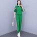 Plus Size Women's Set - Loose Fit, Slimming, Youthful, Stylish, Casual, Sporty