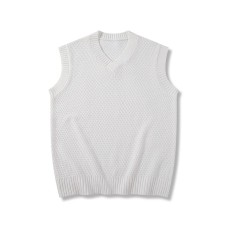 Solid Color Sleeveless Knit Vest Sweater Men Loose Outerwear Layered Top