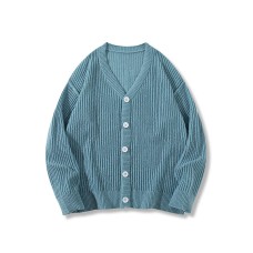 Original Brand Retro Striped Solid Color Sweater Lazy Style Versatile Couple Long Sleeve Knit Cardigan