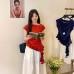 Spicy Girl Summer Loose Slim Irregular Polka Dot Short Sleeve Elegant Top