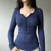 Solid color basic slim fit long sleeved top