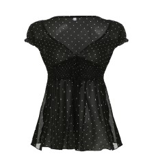 Wave point deep V waist slimming top