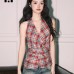 Strappy Camisole Women's Spicy V-Neck Halter Knot Plaid Charming Sleeveless Top