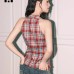 Strappy Camisole Women's Spicy V-Neck Halter Knot Plaid Charming Sleeveless Top