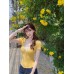 Lace Spliced Short Sleeve Women's T-Shirt V-Neck Fitted Summer Sweet and Spicy Top