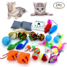Pet Cat Toy Set Catnip Bag Rainbow Ball Colorful Mouse 24-Piece Toy Set