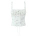 Lace lace slim fit strap waist hanging printed top