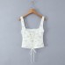 Lace lace slim fit strap waist hanging printed top