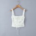 Lace lace slim fit strap waist hanging printed top