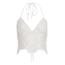 Lace Splicing V-neck Hanging Neck Strap Tank Top