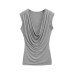 Swinging collar pleated fake two piece sleeveless top