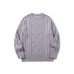 Retro Brand Chunky Cable Knit Sweater Men's Literary Loose Yarn Sweater Autumn Winter Round Neck Pullover Knitwear