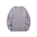 Retro Brand Chunky Cable Knit Sweater Men's Literary Loose Yarn Sweater Autumn Winter Round Neck Pullover Knitwear