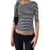 Round neck comfortable striped women's long sleeved shirt