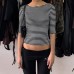 Round neck comfortable striped women's long sleeved shirt
